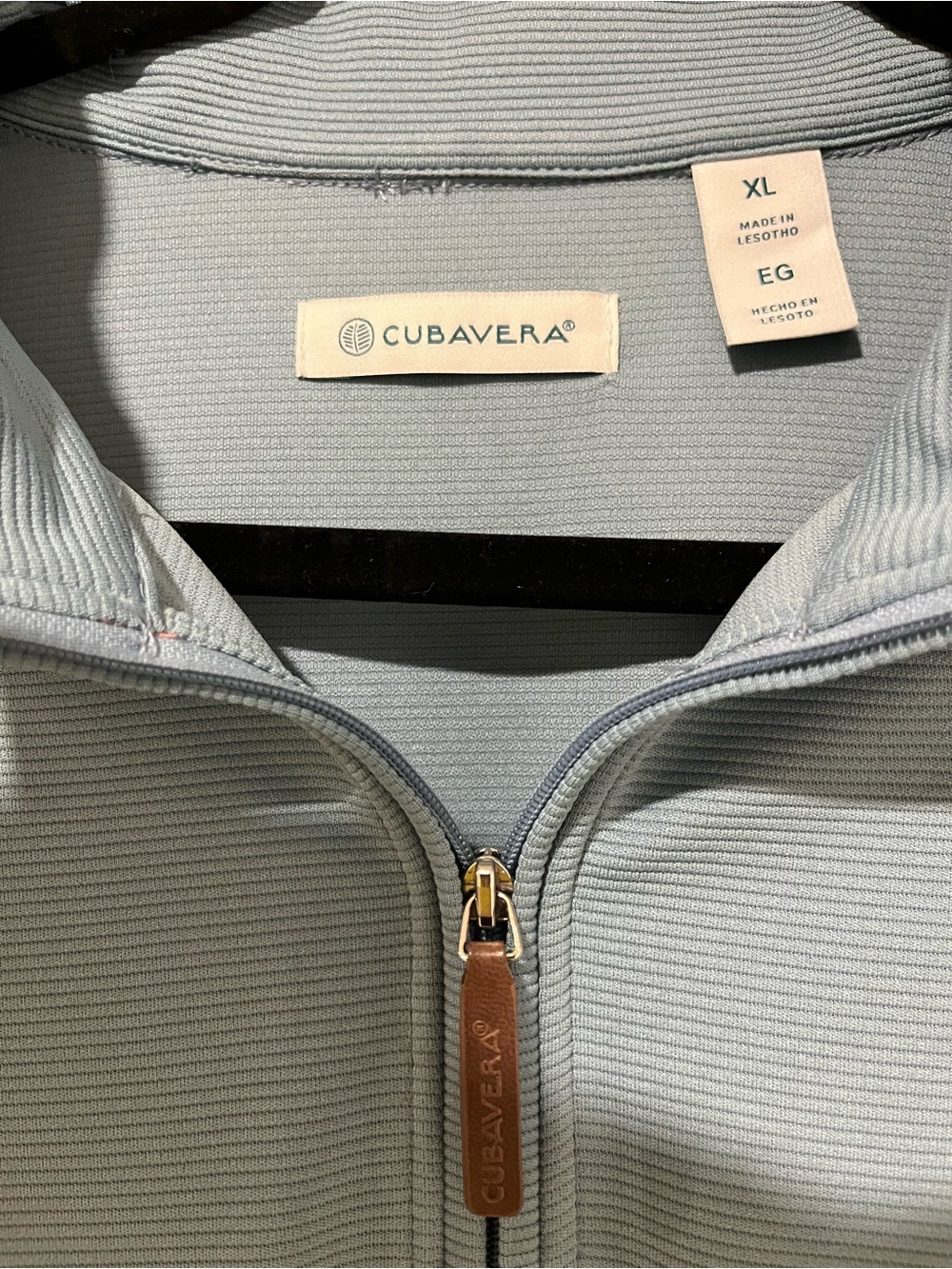 Cubavera Light Blue Ribbed Zip-Front Pullover XL